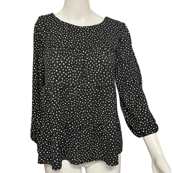 Monteau Tops - Monteau Los Angeles - Women’s Polka Dot Peasant Top Sz. MD